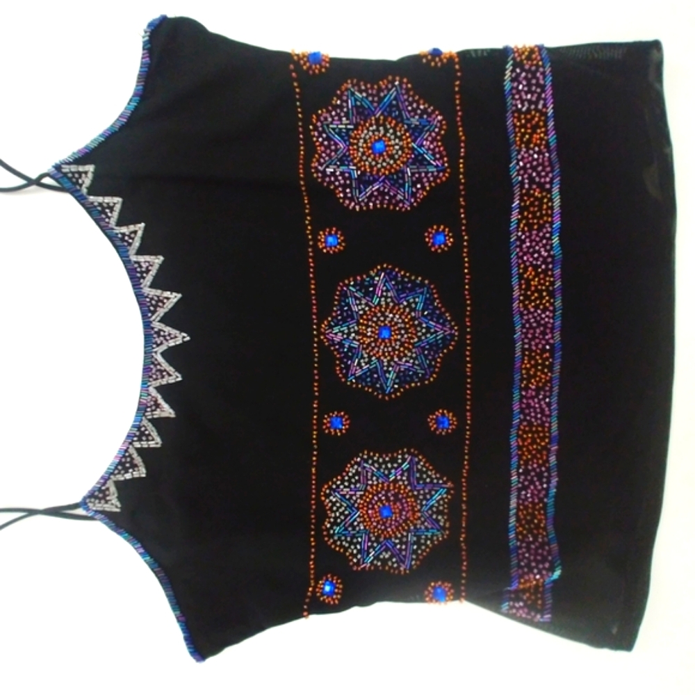 Cache Black Embroidered Spaghetti Strap Top - Picture 8 of 11